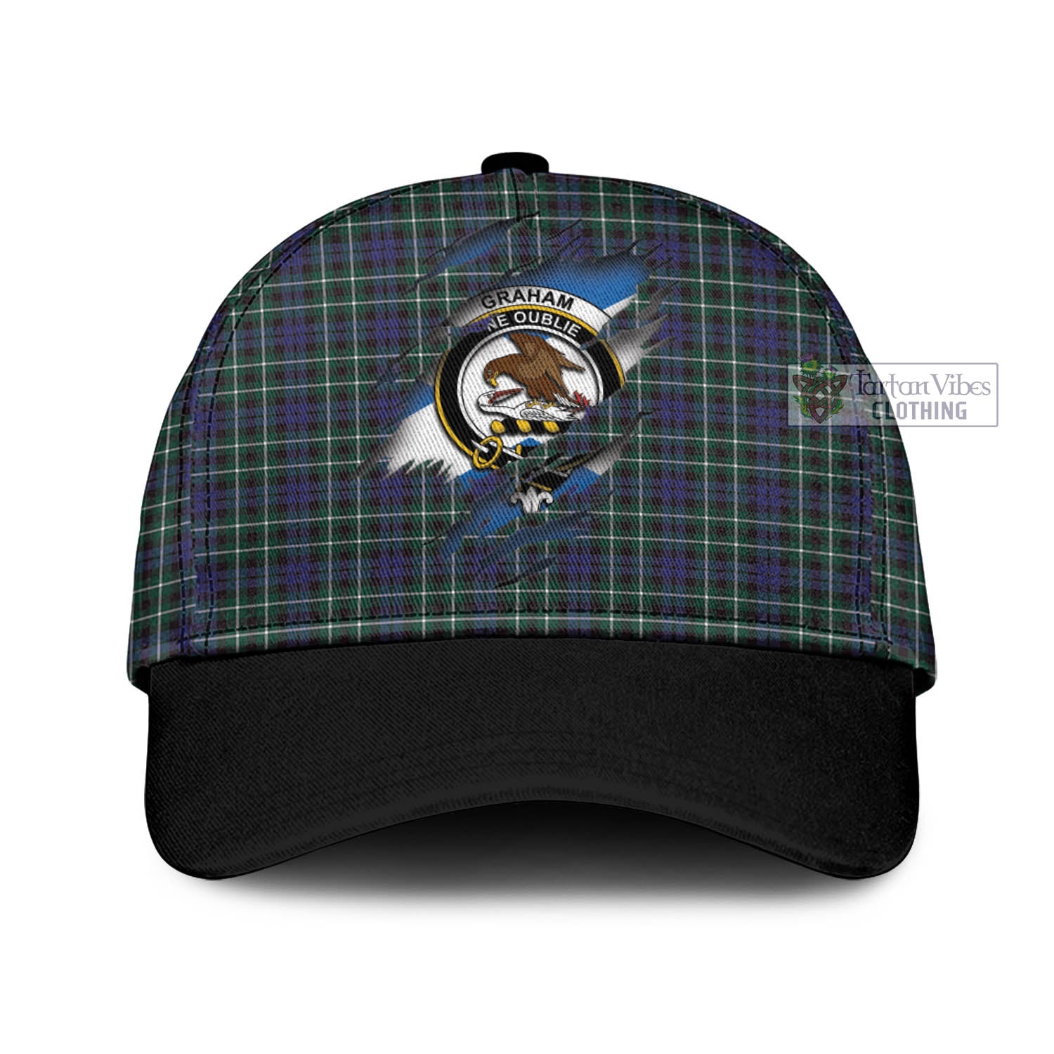 Tartan Vibes Clothing Graham of Montrose Modern Tartan Classic Cap with Family Crest In Me Style