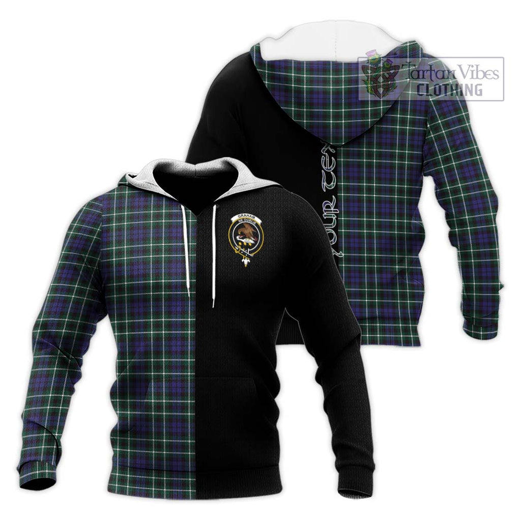 Graham of Montrose Modern Tartan Knitted Hoodie with Family Crest and Half Of Me Style Unisex Knitted Pullover Hoodie - Tartanvibesclothing Shop