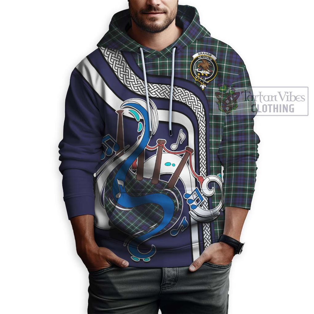 Graham of Montrose Modern Tartan Hoodie with Epic Bagpipe Style Zip Hoodie - Tartanvibesclothing Shop