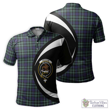 Graham of Montrose Modern Tartan Men's Polo Shirt with Family Crest Circle Style