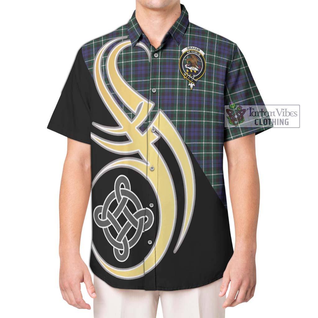 Graham of Montrose Modern Tartan Short Sleeve Button Shirt with Family Crest and Celtic Symbol Style Kid - Tartan Vibes Clothing