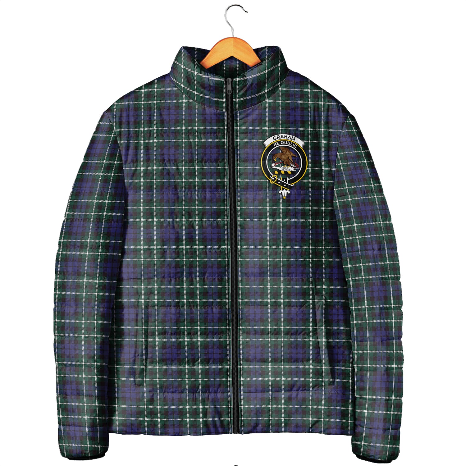 Graham of Montrose Modern Tartan Padded Jacket with Family Crest Men's Padded Jacket - Tartan Vibes Clothing