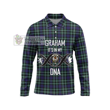 Graham of Montrose Modern Tartan Long Sleeve Polo Shirt with Family Crest DNA In Me Style