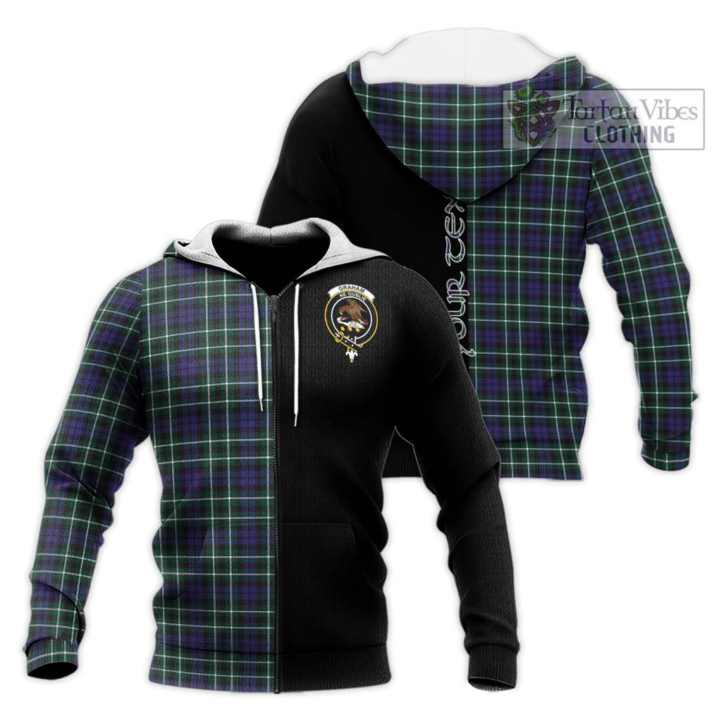 Graham of Montrose Modern Tartan Knitted Hoodie with Family Crest and Half Of Me Style Unisex Knitted Zip Hoodie - Tartanvibesclothing Shop