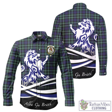 Graham of Montrose Modern Tartan Long Sleeve Button Up Shirt with Alba Gu Brath Regal Lion Emblem