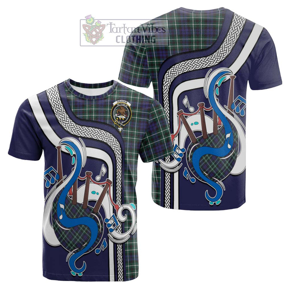 Tartan Vibes Clothing Graham of Montrose Modern Tartan Cotton T-shirt with Epic Bagpipe Style