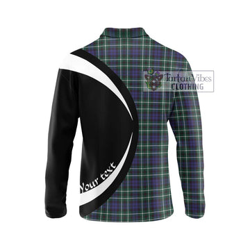 Graham of Montrose Modern Tartan Long Sleeve Polo Shirt with Family Crest Circle Style