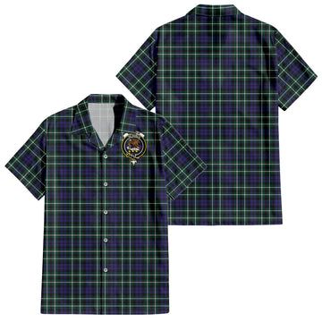 Graham of Montrose Modern Tartan Short Sleeve Button Down Shirt with Family Crest