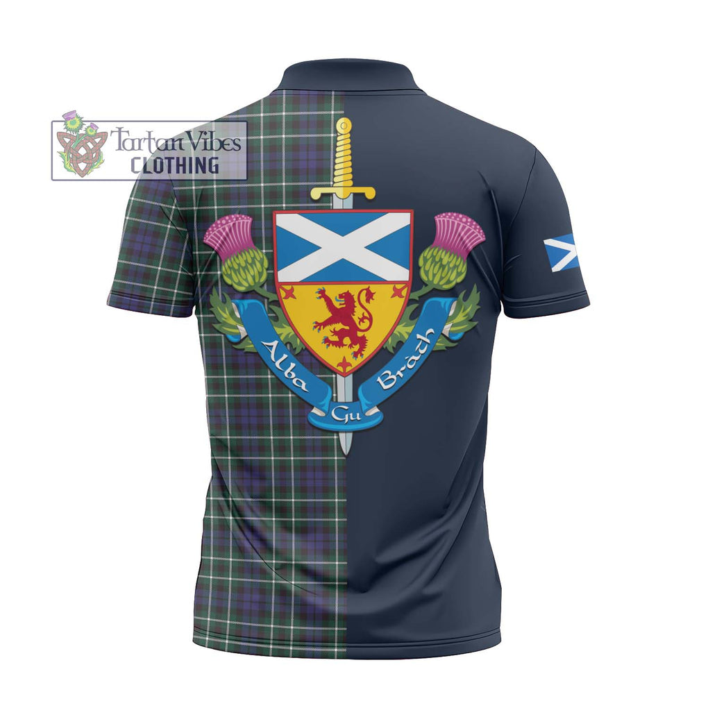 Tartan Vibes Clothing Graham of Montrose Modern Tartan Zipper Polo Shirt with Scottish Lion Royal Arm Half Style