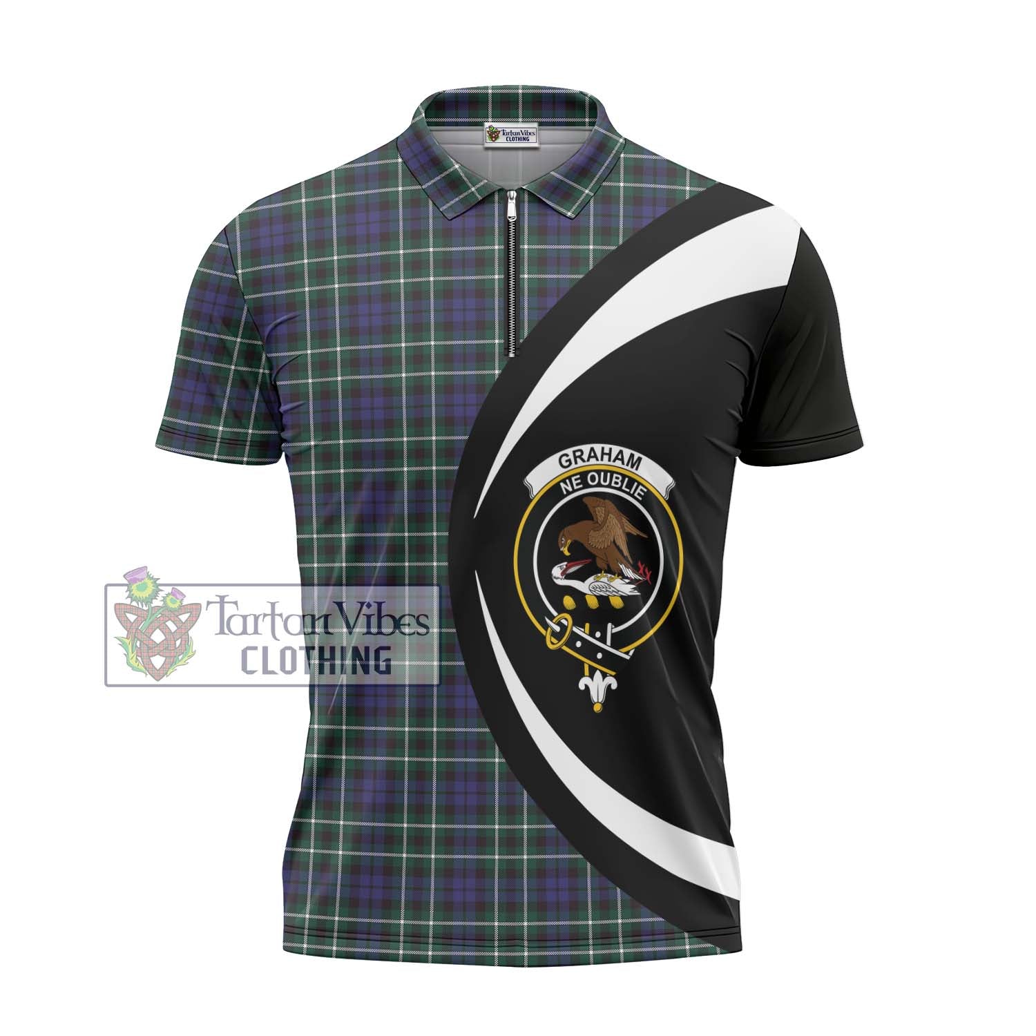 Tartan Vibes Clothing Graham of Montrose Modern Tartan Zipper Polo Shirt with Family Crest Circle Style