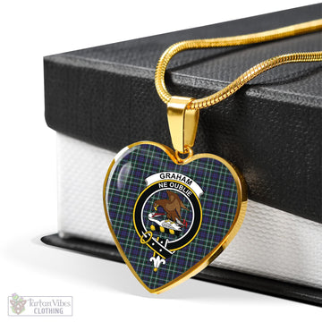 Graham of Montrose Modern Tartan Heart Necklace with Family Crest