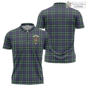 Graham of Montrose Modern Tartan Zipper Polo Shirt with Family Crest