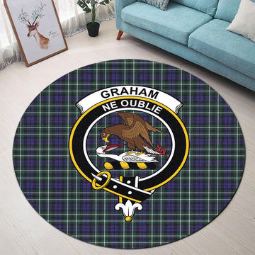 Graham of Montrose Modern Tartan Round Rug with Family Crest