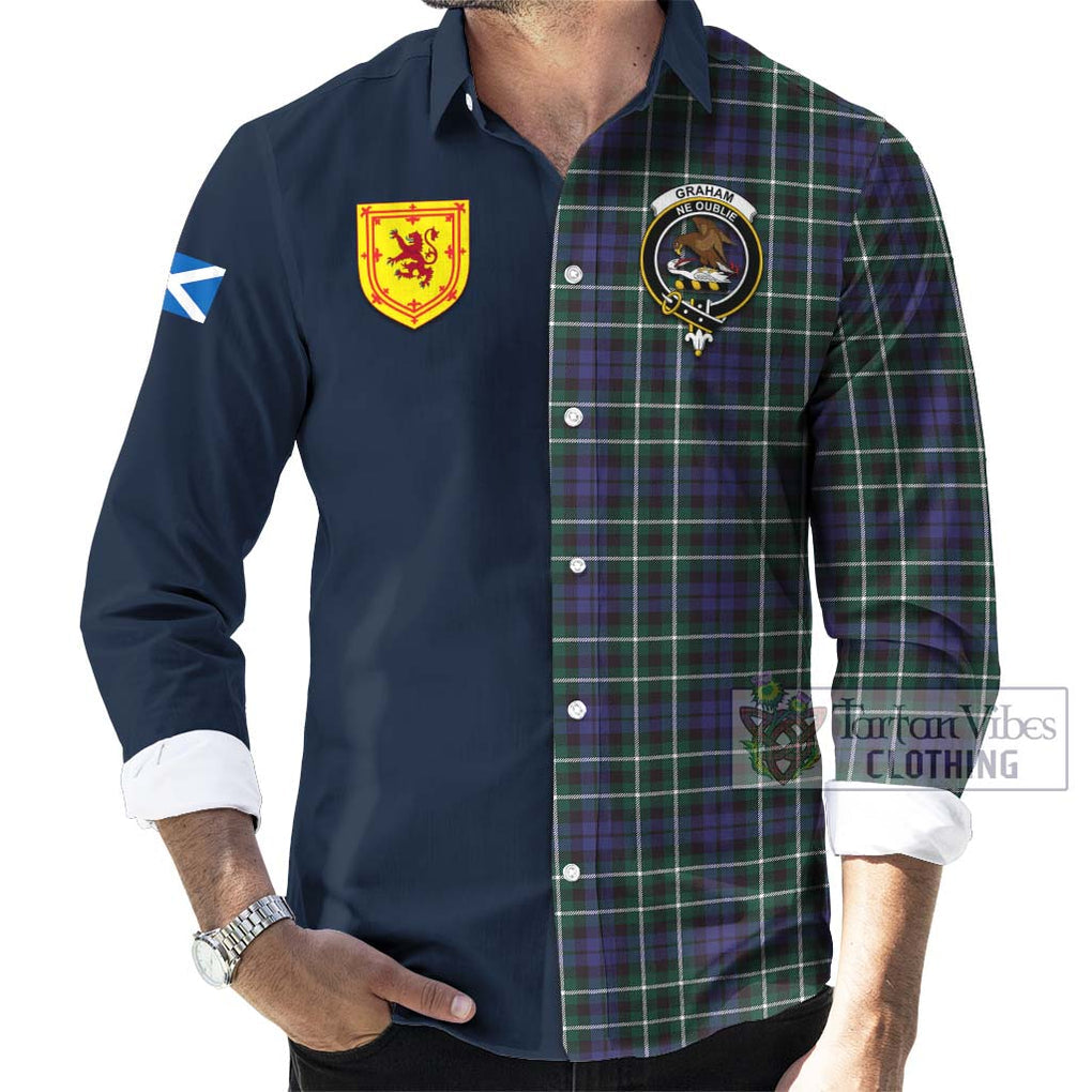 Tartan Vibes Clothing Graham of Montrose Modern Tartan Long Sleeve Button Shirt with Scottish Lion Royal Arm Half Style