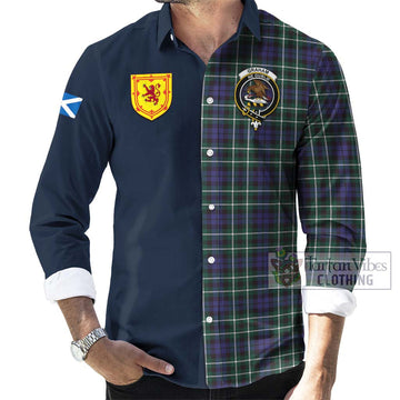 Graham of Montrose Modern Tartan Long Sleeve Button Shirt Alba with Scottish Lion Royal Arm Half Style