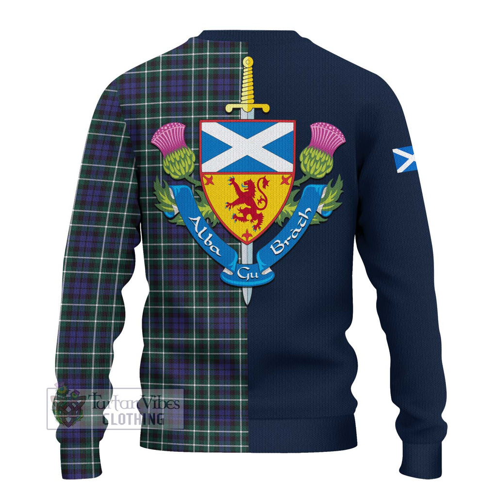 Tartan Vibes Clothing Graham of Montrose Modern Tartan Knitted Sweater with Scottish Lion Royal Arm Half Style