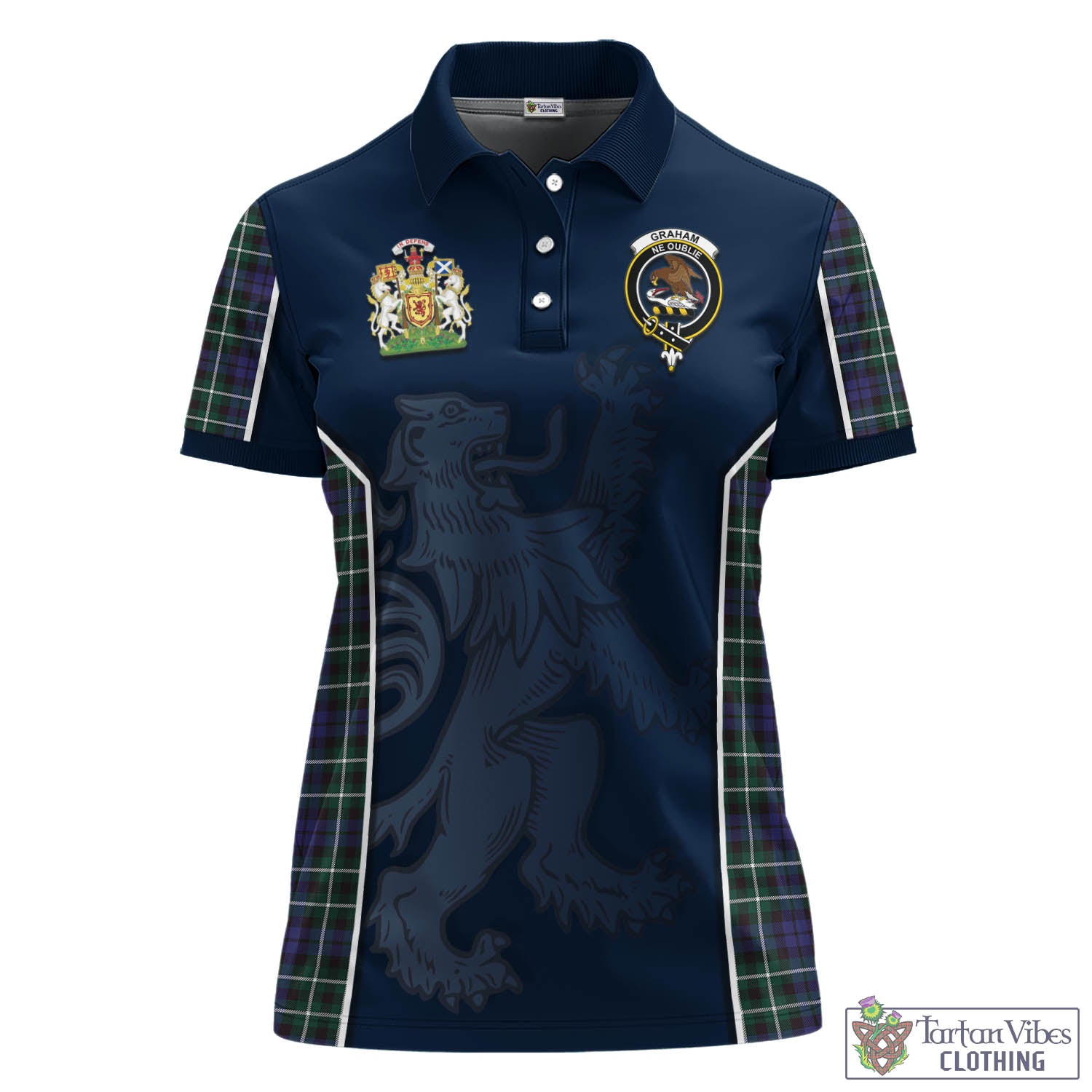 Graham of Montrose Modern Tartan Women's Polo Shirt with Family Crest and Lion Rampant Vibes Sport Style - Tartan Vibes Clothing