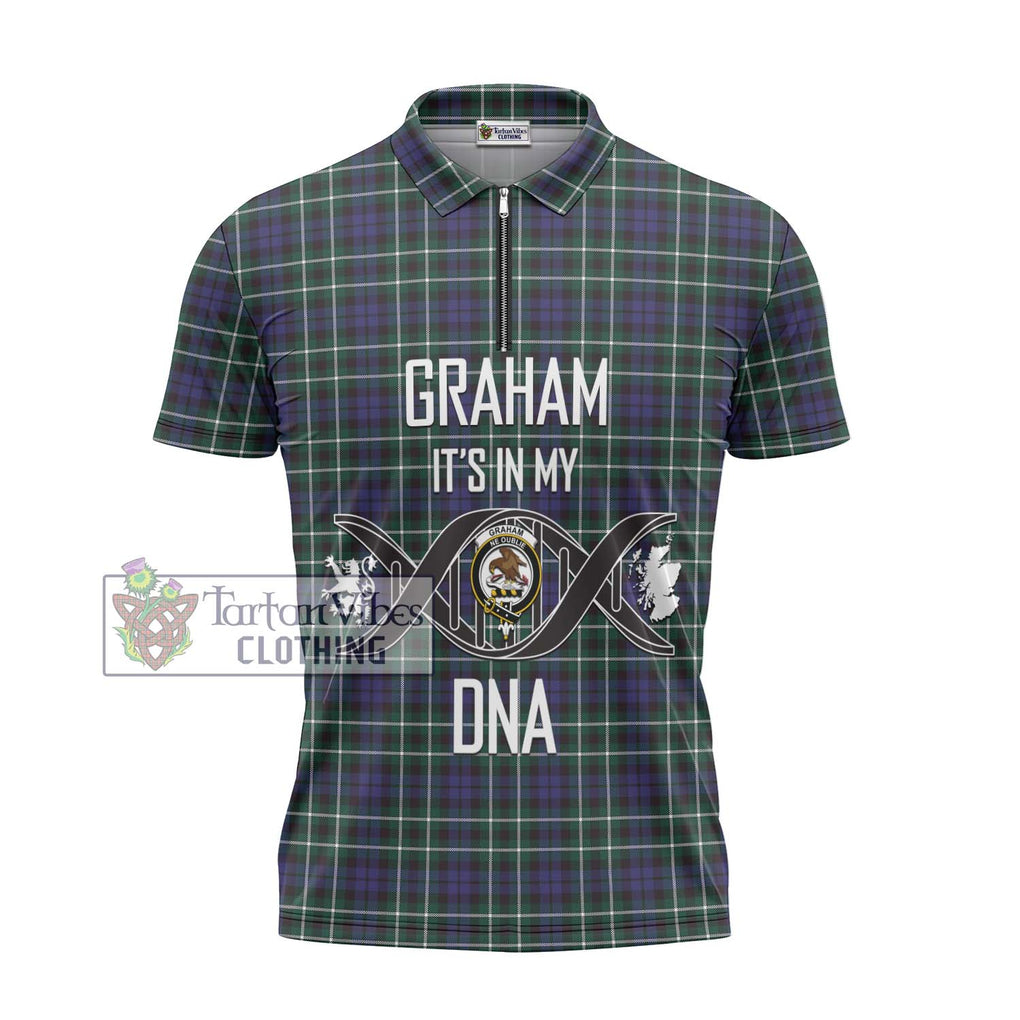 Graham of Montrose Modern Tartan Zipper Polo Shirt with Family Crest DNA In Me Style - Tartanvibesclothing Shop