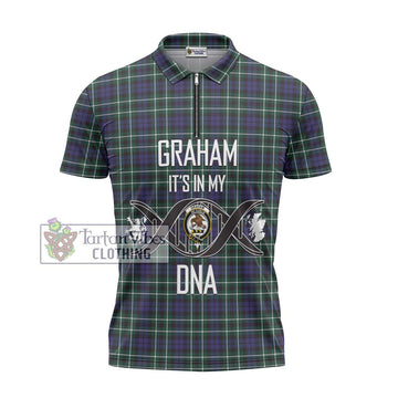 Graham of Montrose Modern Tartan Zipper Polo Shirt with Family Crest DNA In Me Style