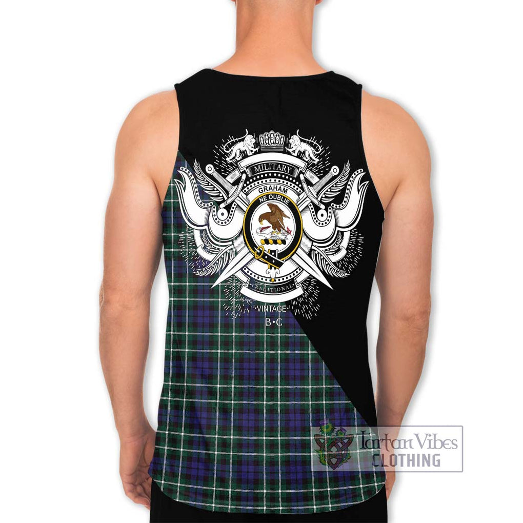 Graham of Montrose Modern Tartan Men's Tank Top with Family Crest and Military Logo Style - Tartanvibesclothing Shop