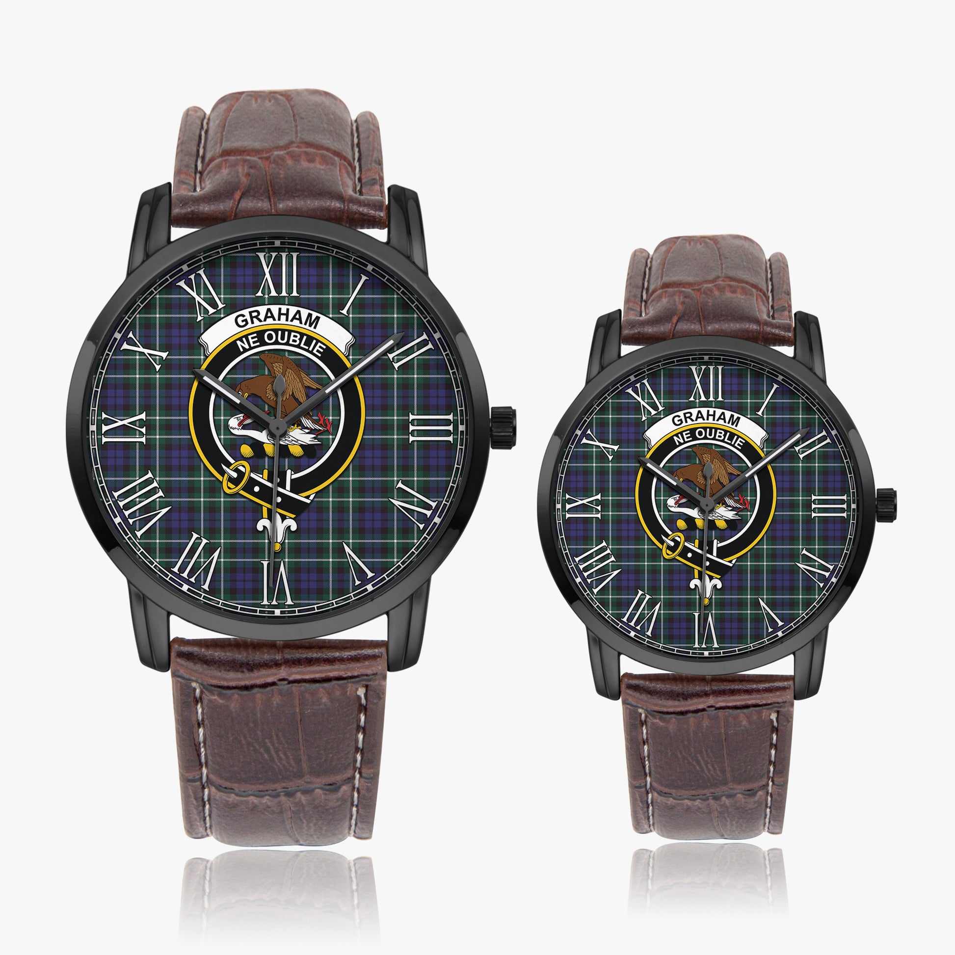 Graham of Montrose Modern Tartan Family Crest Leather Strap Quartz Watch - Tartanvibesclothing