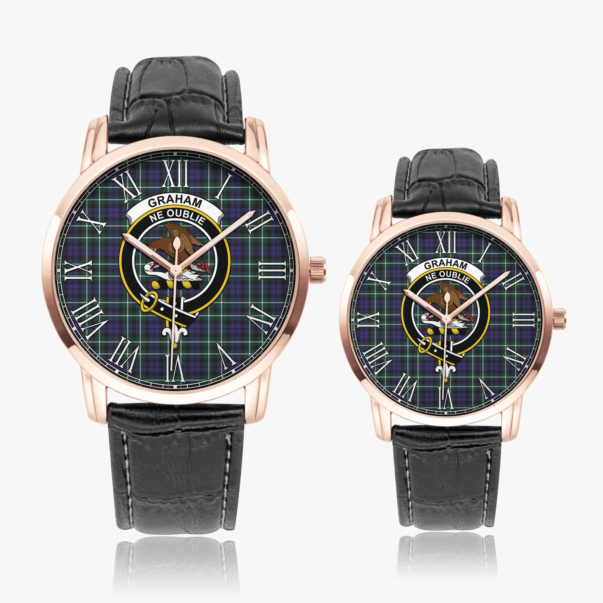 Graham of Montrose Modern Tartan Family Crest Leather Strap Quartz Watch - Tartanvibesclothing