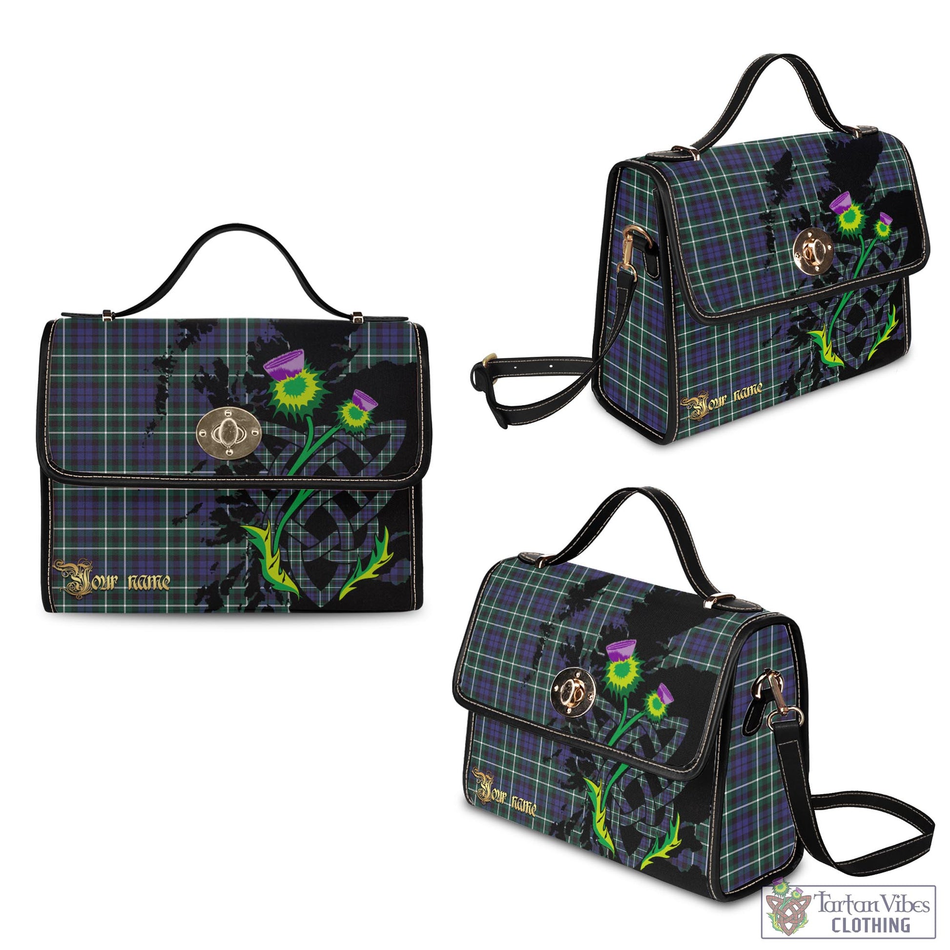 Tartan Vibes Clothing Graham of Montrose Modern Tartan Waterproof Canvas Bag with Scotland Map and Thistle Celtic Accents