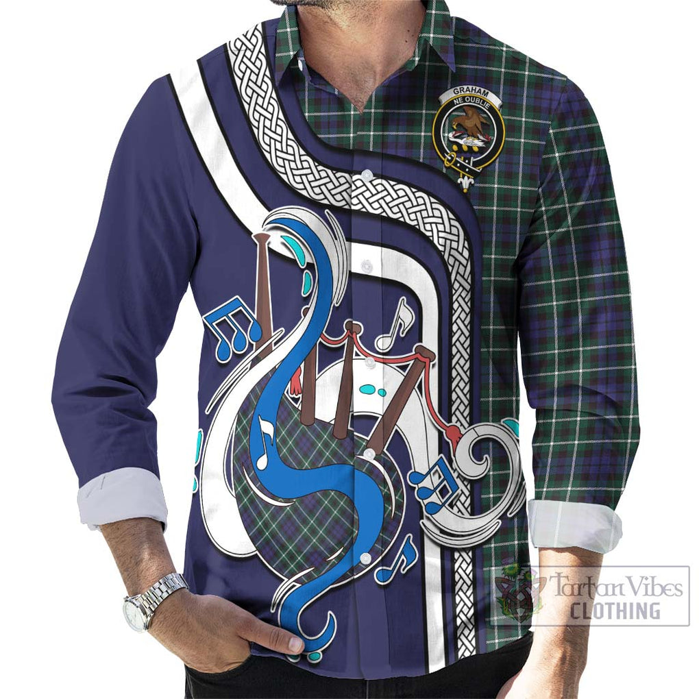 Graham of Montrose Modern Tartan Long Sleeve Button Shirt with Epic Bagpipe Style - Tartanvibesclothing Shop