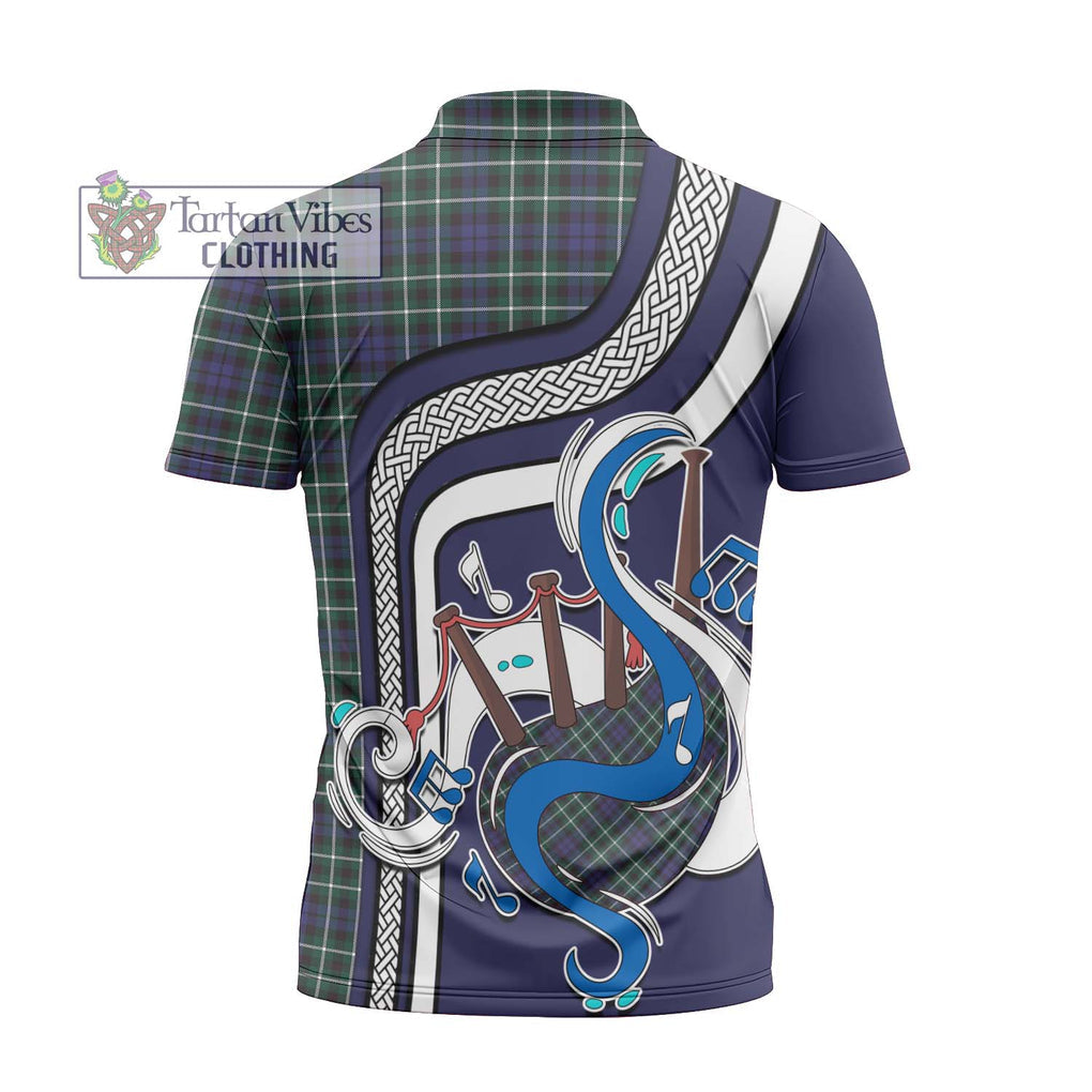 Graham of Montrose Modern Tartan Zipper Polo Shirt with Epic Bagpipe Style - Tartanvibesclothing Shop