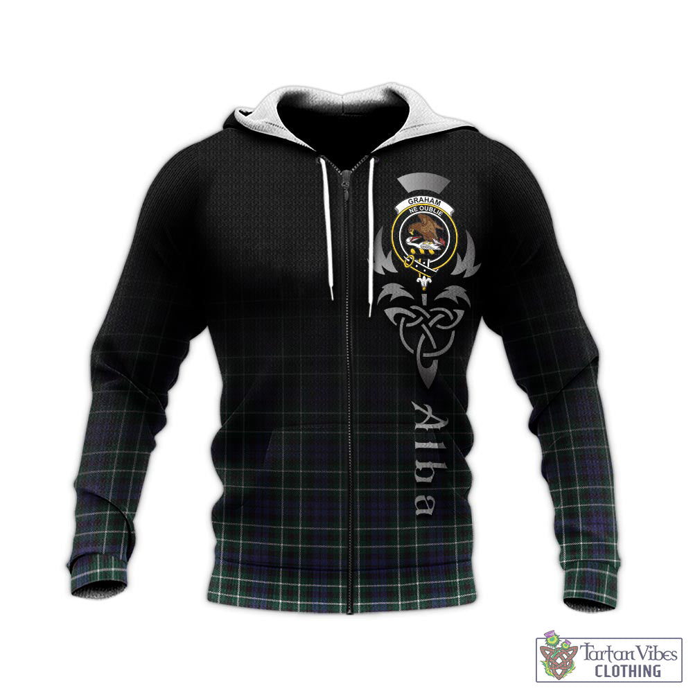 Tartan Vibes Clothing Graham of Montrose Modern Tartan Knitted Hoodie Featuring Alba Gu Brath Family Crest Celtic Inspired