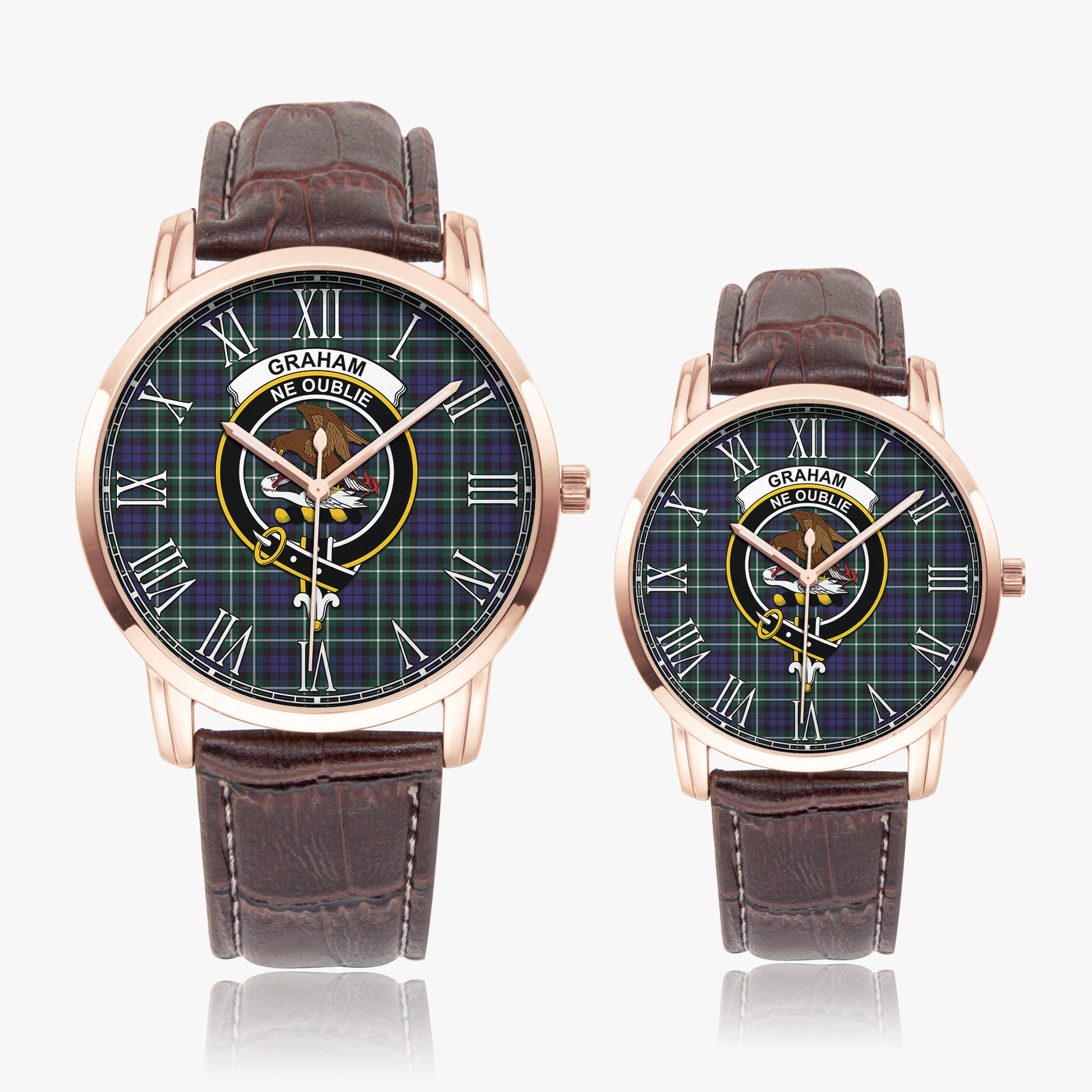 Graham of Montrose Modern Tartan Family Crest Leather Strap Quartz Watch - Tartanvibesclothing