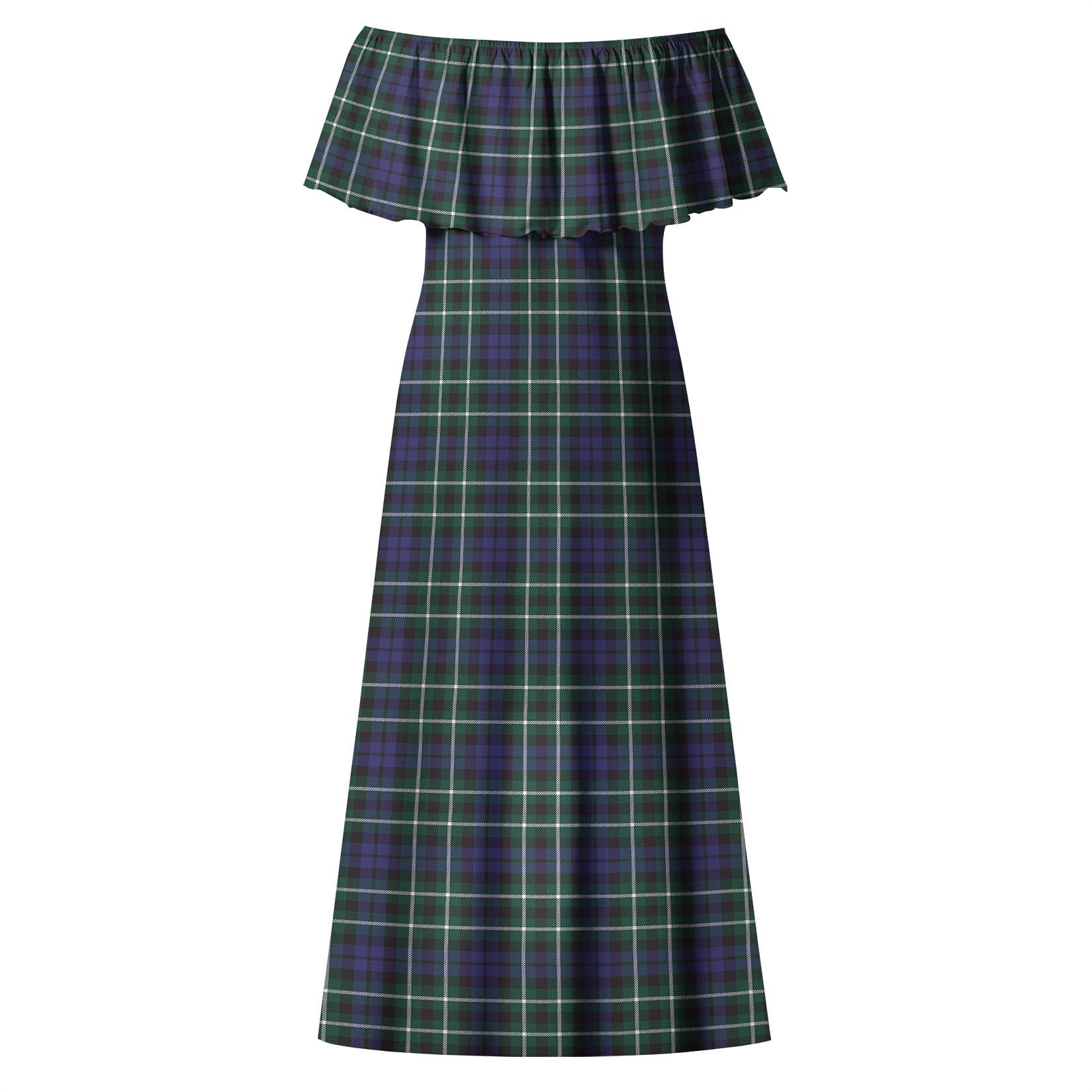 Graham of Montrose Modern Tartan Off Shoulder Long Dress - Tartanvibesclothing