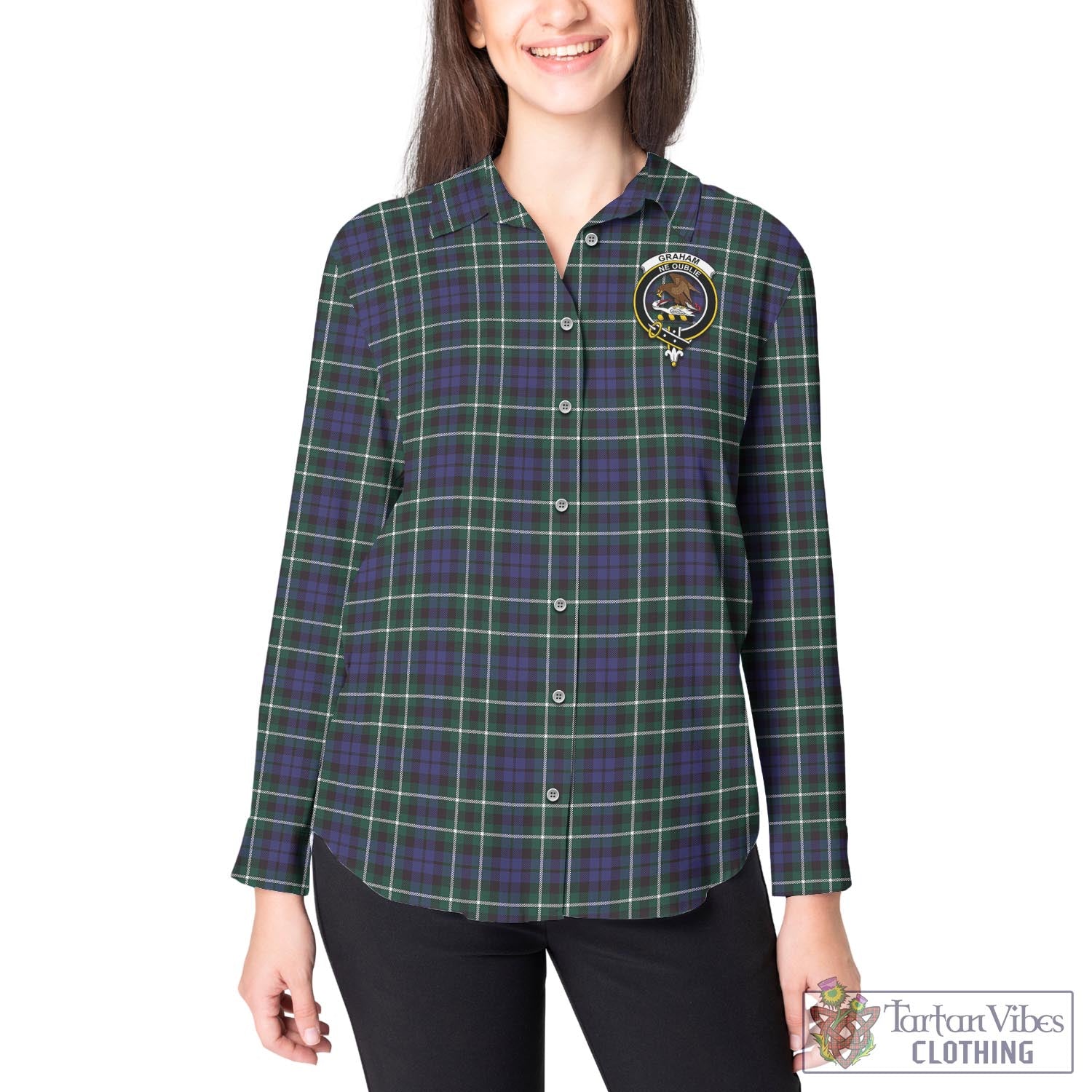 Tartan Vibes Clothing Graham of Montrose Modern Tartan Womens Casual Shirt with Family Crest