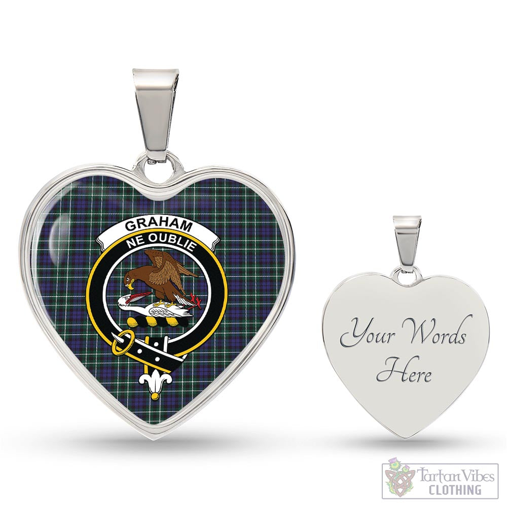 Tartan Vibes Clothing Graham of Montrose Modern Tartan Heart Necklace with Family Crest