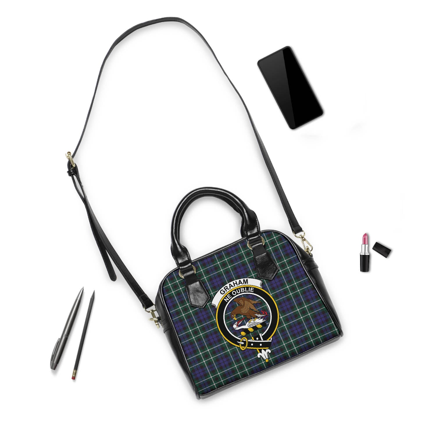 Graham of Montrose Modern Tartan Shoulder Handbags with Family Crest - Tartanvibesclothing