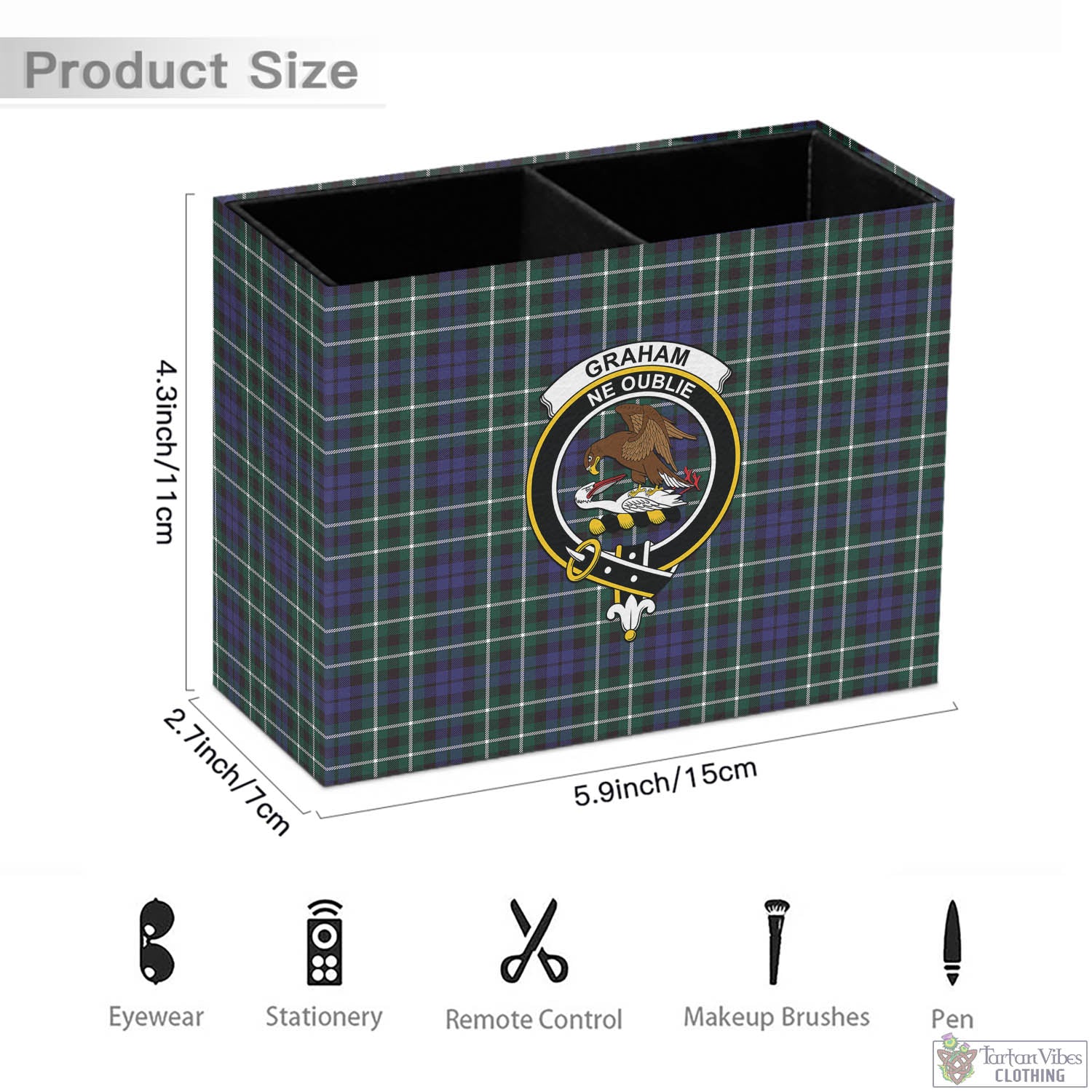 Tartan Vibes Clothing Graham of Montrose Modern Tartan Pen Holder with Family Crest