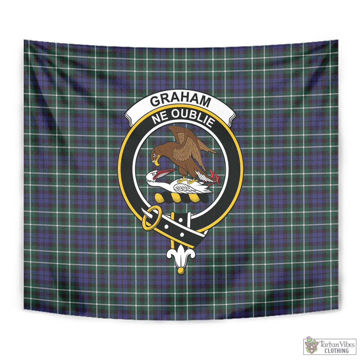 Tartan Vibes Clothing Graham of Montrose Modern Tartan Tapestry Wall Hanging and Home Decor for Room with Family Crest