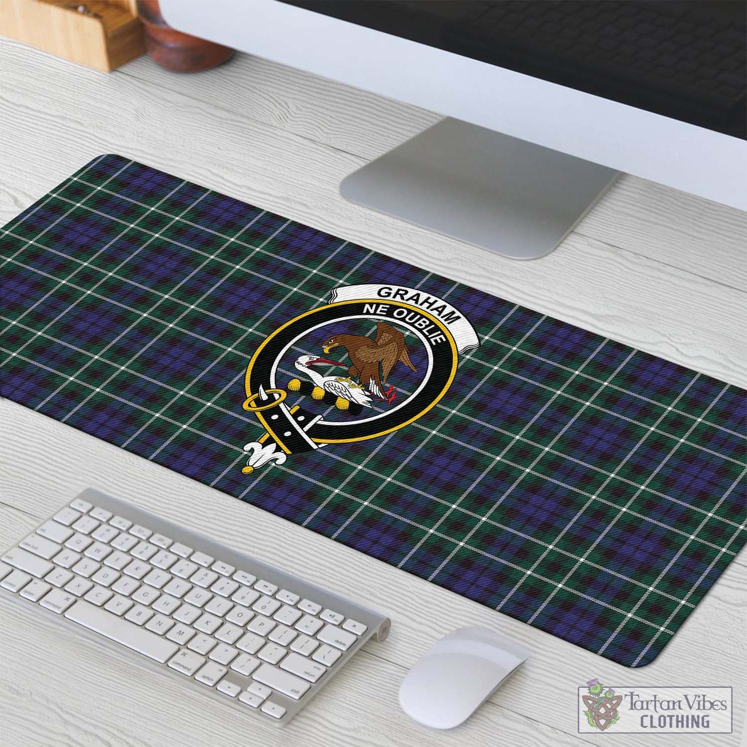 Tartan Vibes Clothing Graham of Montrose Modern Tartan Mouse Pad with Family Crest