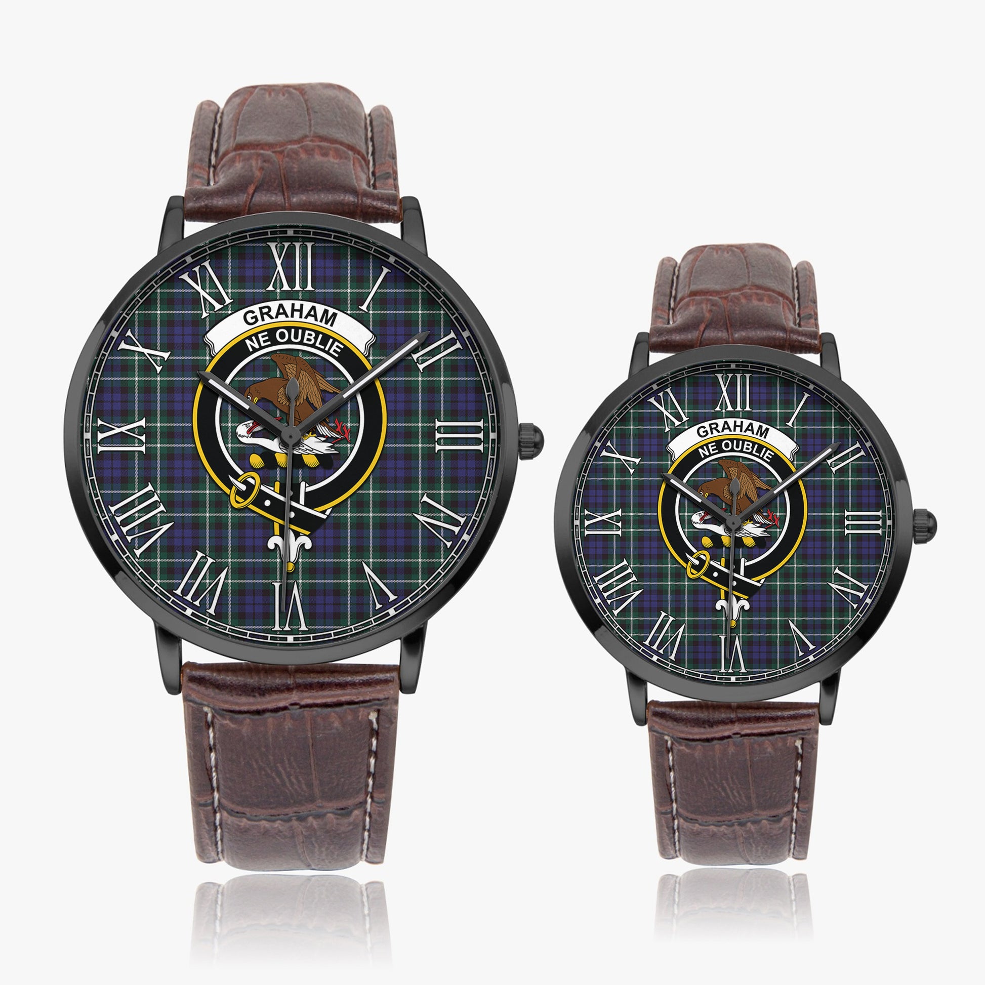 Graham of Montrose Modern Tartan Family Crest Leather Strap Quartz Watch - Tartanvibesclothing