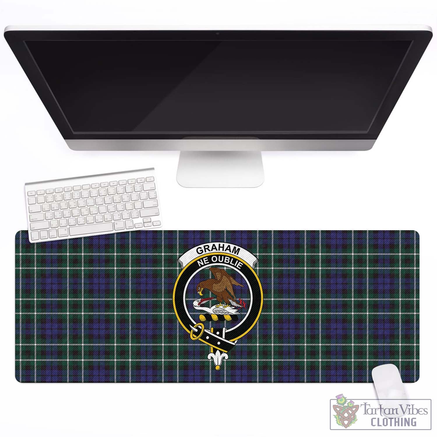 Tartan Vibes Clothing Graham of Montrose Modern Tartan Mouse Pad with Family Crest