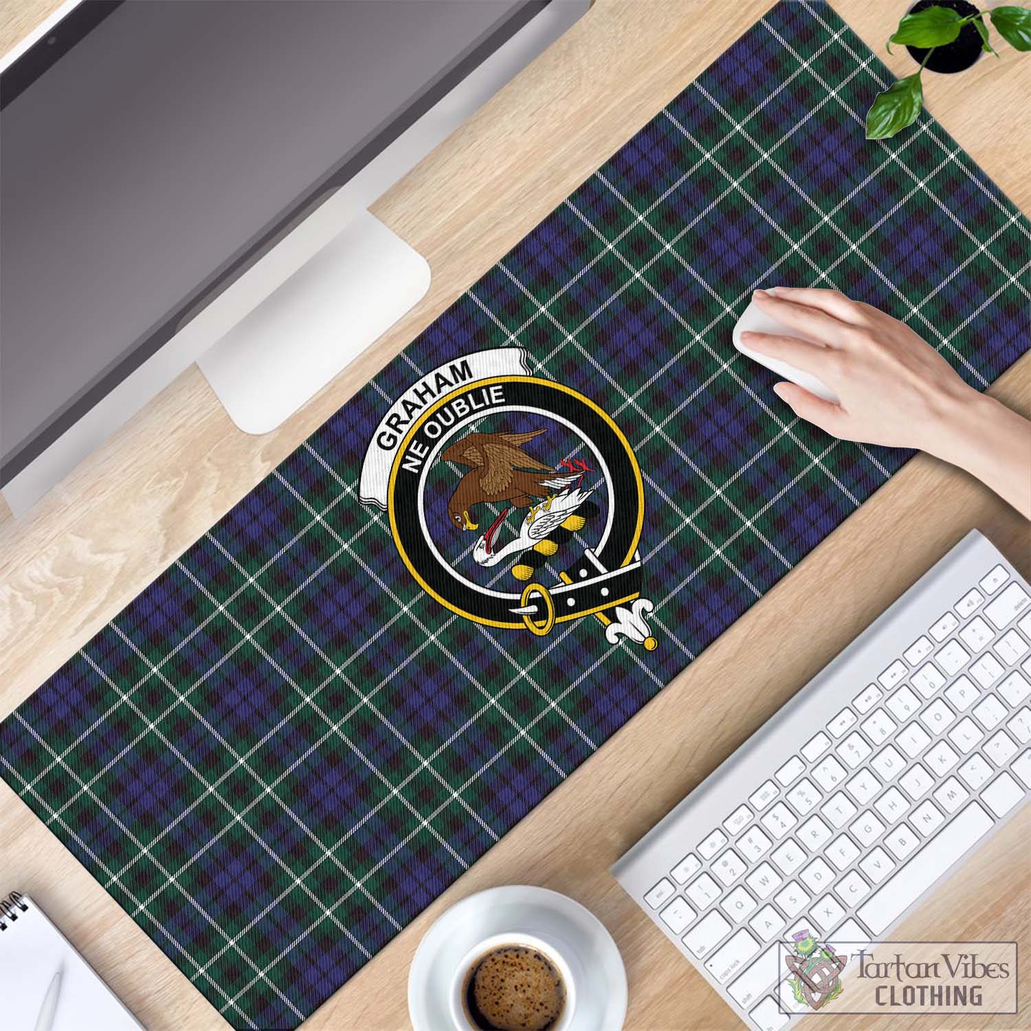 Tartan Vibes Clothing Graham of Montrose Modern Tartan Mouse Pad with Family Crest