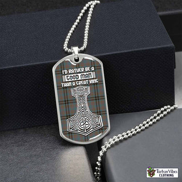 Grainger Tartan Dog Tag Necklace Viking Mjolnir Style Silver No - Tartan Vibes Clothing
