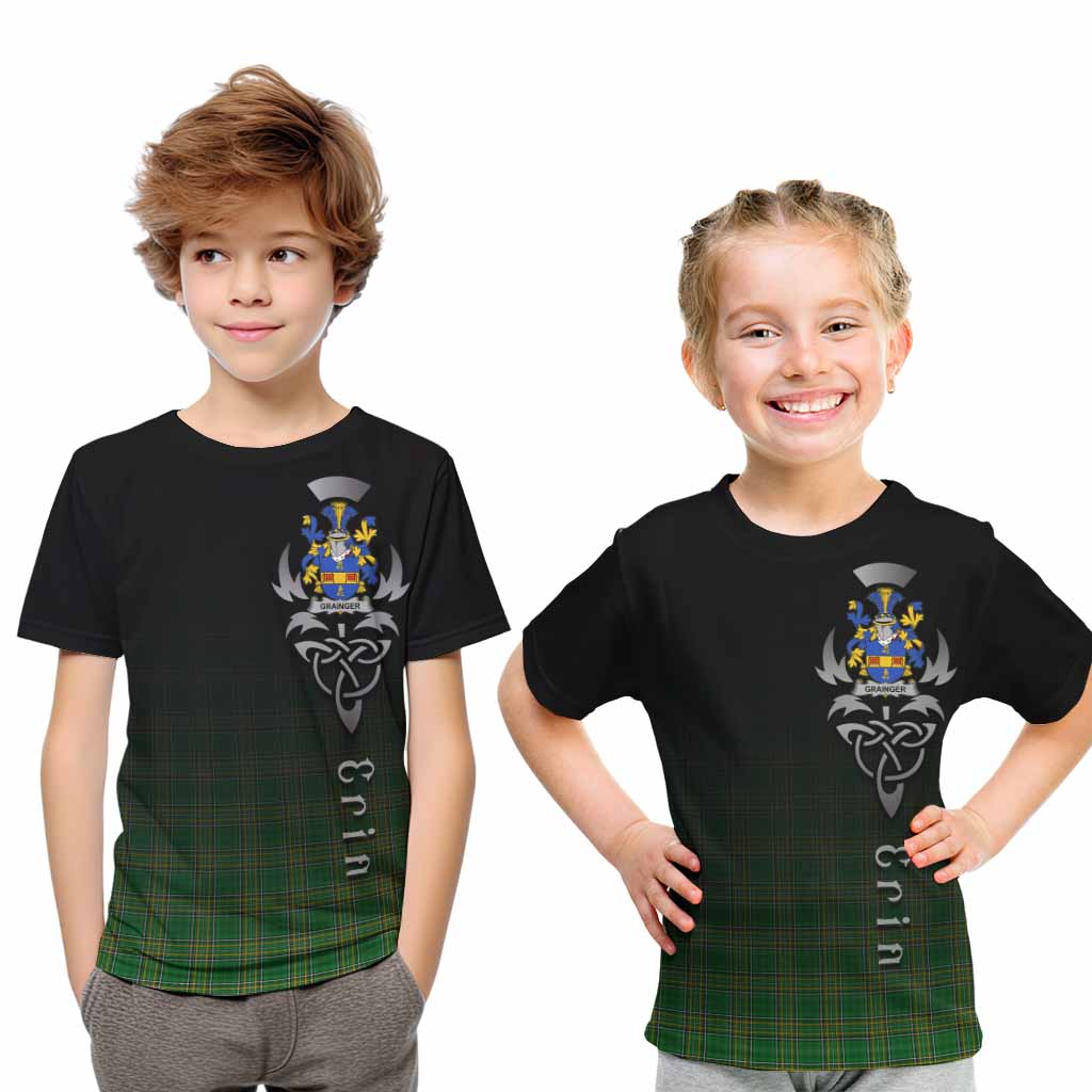 Grainger Irish Clan Kid T-Shirt with Coat of Arms Erin Go Bragh Celtic Inspired Youth XL Size14 - Tartan Vibes Clothing