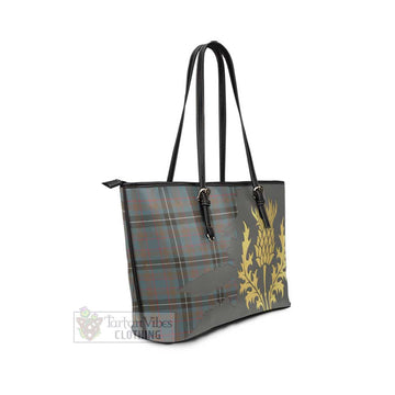 Grainger Tartan Leather Tote Bag Gold Thistle Style - Tartan Vibes Clothing