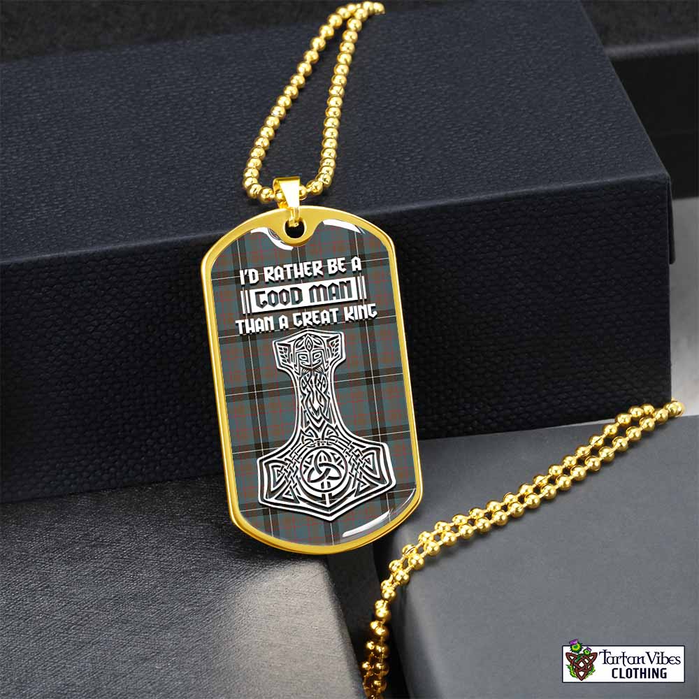Grainger Tartan Dog Tag Necklace Viking Mjolnir Style Gold No - Tartan Vibes Clothing
