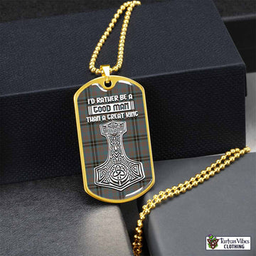 Grainger Tartan Dog Tag Necklace Viking Mjolnir Style Gold No - Tartan Vibes Clothing