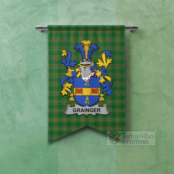 Grainger Irish Clan Tartan Gonfalon, Tartan Banner with Coat of Arms Fishtail - Tartan Vibes Clothing