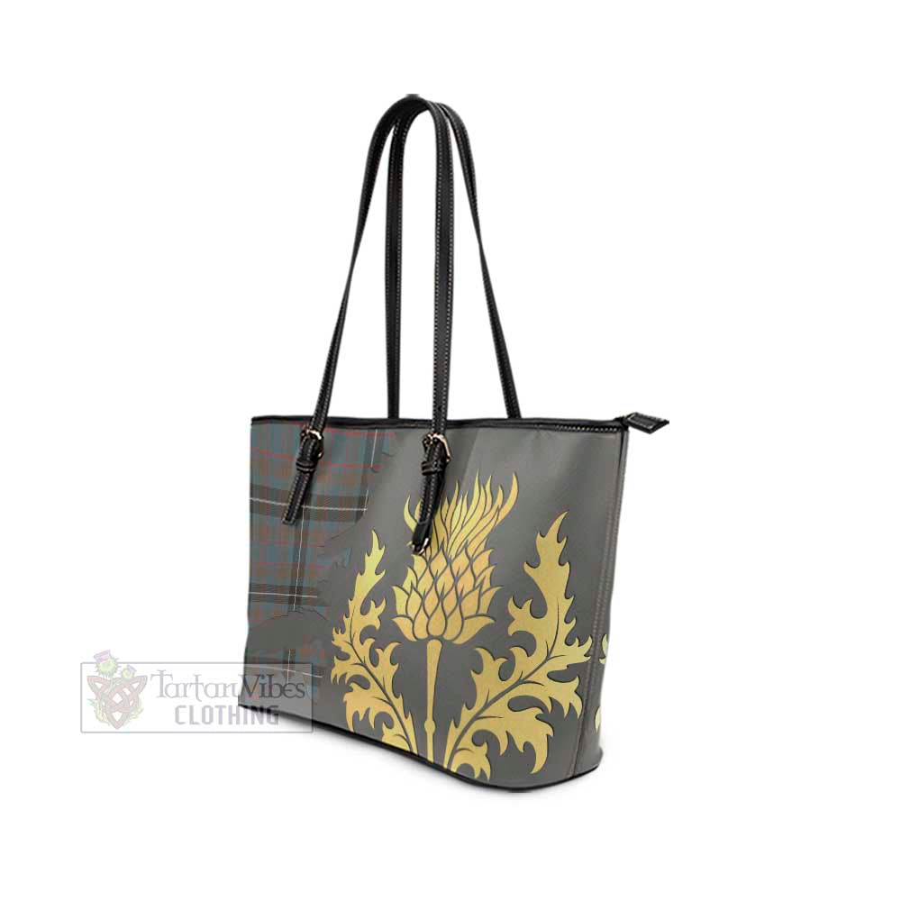 Grainger Tartan Leather Tote Bag Gold Thistle Style - Tartan Vibes Clothing