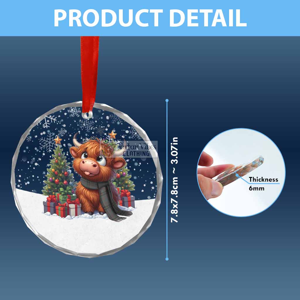 Grainger Clan Christmas Glass Ornament with Adorable Highland Coo - Tartan Vibes Clothing