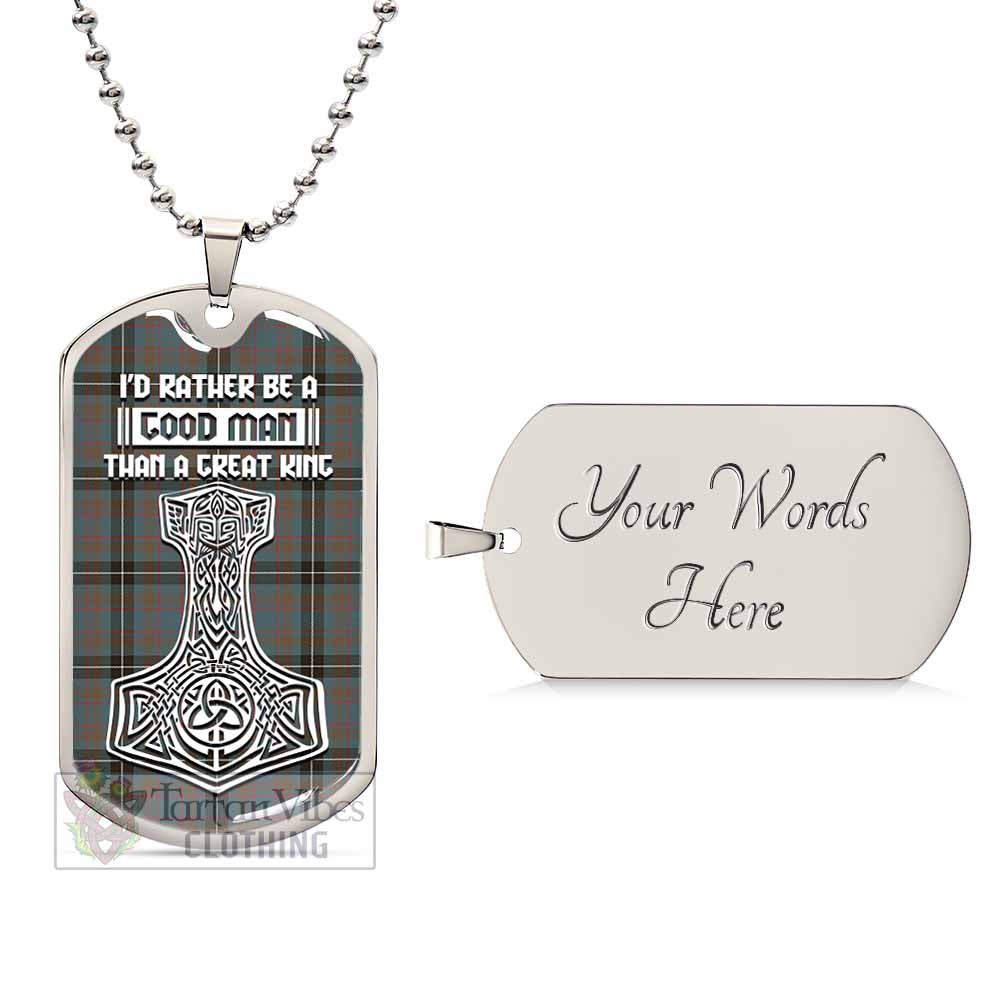 Grainger Tartan Dog Tag Necklace Viking Mjolnir Style Silver Yes - Tartan Vibes Clothing